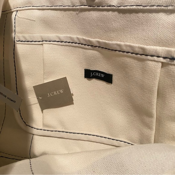J. Crew Navy and White Striped Boardwalk Tote Bag - Picture 4 of 5